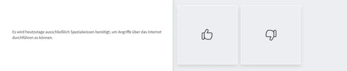 App: Übungsfrage Richtig/Falsch (Ausschnitt)